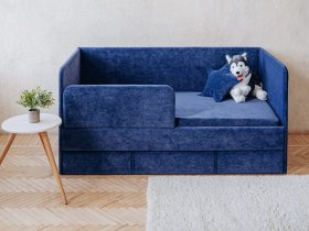 Диван-кровать Happy (синий) в Озеро-Карачах - ozero-karachi.mebel-nsk.ru | фото
